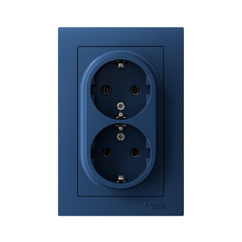 Розетка силовая двойная встраиваемая Schneider Electric AtlasDesign с заземлением, цвет аквамарин, арт. ATN001124