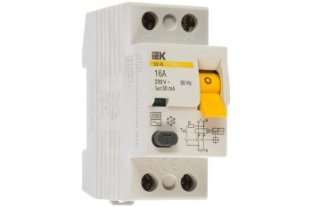 Выключатель дифференциальный (УЗО) ВД1-63 IEK 2P 16A 30мА Выключатель дифференциальный (УЗО) ВД1-63 IEK 2P 16A 30мА