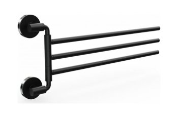 Полотенцедержатель 3 держателя поворотных на саморезах черный LORD