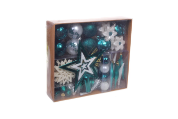 Набор елочных украшений Сказочная зима 35см цвет белый/нефрит 45шт Набор елочных украшений Сказочная зима 35см цвет белый/нефрит 45шт