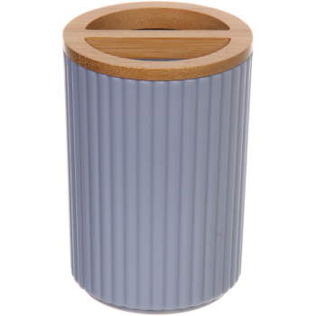 Подставка для зубных щеток с разделителем Франко пластик/бамбук цвет серый