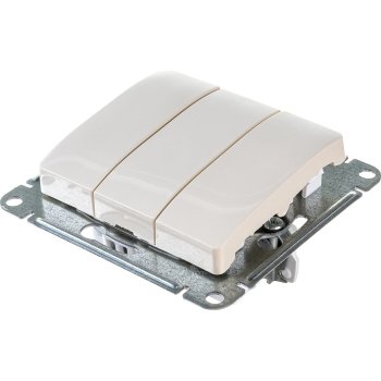 Выключатель встраиваемый Schneider Electric Glossa 3 кл. бежeвый, без подсветки, арт. GSL000231