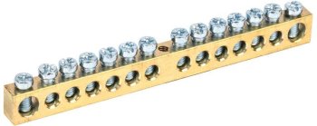 Шина нулевая IEK без изолятора (крепеж по центру) 8х12 14/1 14 отверстий 125А арт.YNN20-14-100