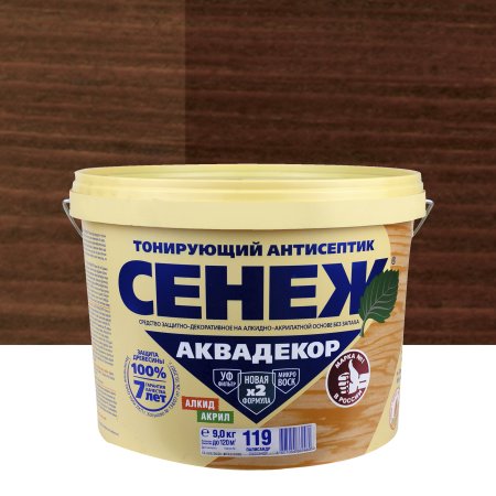Антисептик Сенеж Аквадекор декоративный палисандр 9 кг