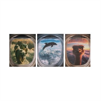 Модульная картина Животные в иллюминаторе 40х 30см