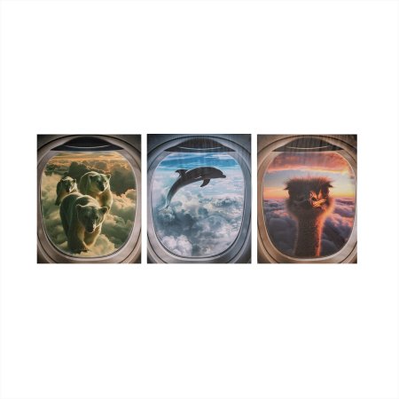 Модульная картина Животные в иллюминаторе 40х 30см