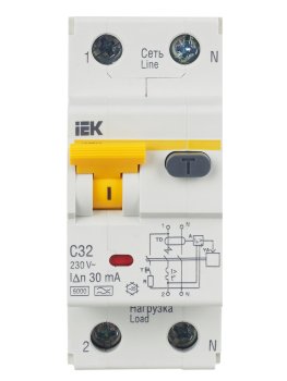 Автомат дифференциальный IEK АВДТ32 1+N 6кА 32А 30мА арт.MAD22-5-032-C-30