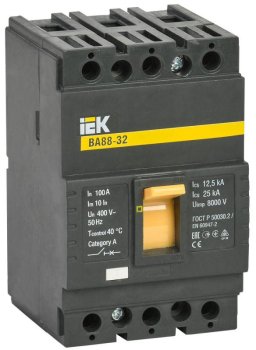 Автоматический выключатель силовой IEK ВА 88-32 3P 100А 25кА арт.SVA10-3-0100