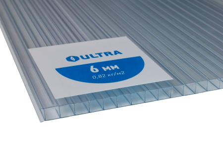 Сотовый поликарбонат Ультра прозрачный 6000х2100х6