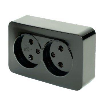 Розетка силовая накладная STEKKER София цвет черный, арт. 49315