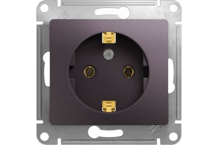 Розетка силовая одноместная встраиваемая Schneider Electric Glossa с заземлением, цвет сиреневый туман, арт. GSL001443