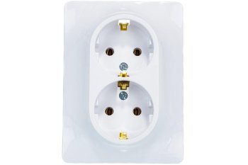 Розетка силовая двойная встраиваемая Schneider Electric Glossa с заземлением, цвет белый, арт. GSL000124