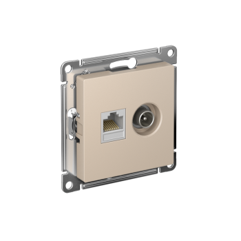Розетка двойная ТВ + компьютерная RJ45 Schneider Electric AtlasDesign цвет песочный, арт. ATN001289