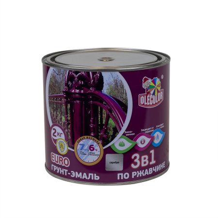 Грунт-эмаль ABC-Farben Olecolor по ржавчине серебро 2 кг полуглянцевая