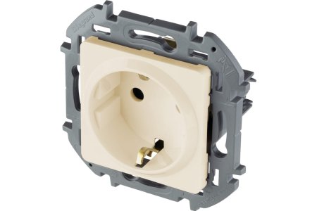 Розетка силовая одноместная встраиваемая Legrand Inspiria с заземлением, цвет слоновая кость, арт. 673721