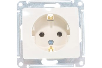 Розетка силовая одноместная встраиваемая Schneider Electric Glossa с заземлением, цвет бежeвый, арт. GSL000243