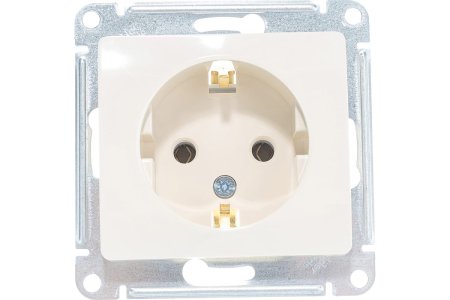 Розетка силовая одноместная встраиваемая Schneider Electric Glossa с заземлением, цвет бежeвый, арт. GSL000243