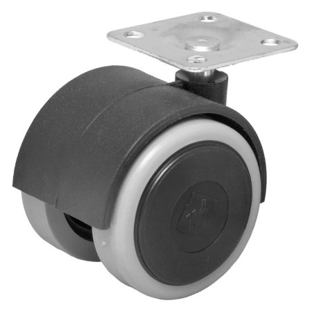 Опора колесная поворотная без тормоза на площадке Ø40 мм серый/черный