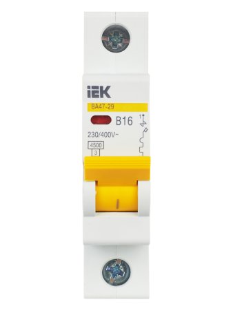Автоматический выключатель IEK KARAT 1P 16А хар-ка B 4,5кА арт.MVA20-1-016-B