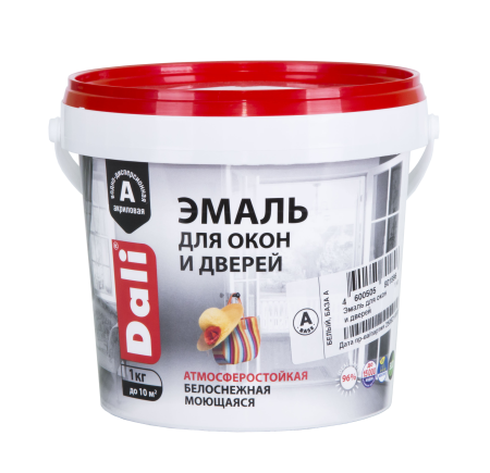 Эмаль акриловая для окон и дверей Dali белая 1 кг