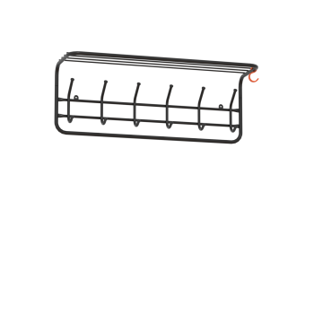 Вешалка настенная 6 крючков с полкой цвет черная