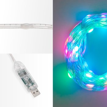 Гирлянда для дома роса Крупные капли 10м Мультицвет 100 LED ламп прозрачный провод