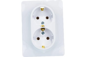Розетка силовая двойная встраиваемая Schneider Electric Glossa с заземлением, цвет белый, арт. GSL000124