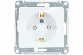 Розетка силовая одноместная встраиваемая Schneider Electric AtlasDesign с заземлением, цвет белый, арт. ATN000145