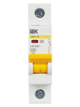 Автоматический выключатель IEK KARAT 1P 6А хар-ка B 4,5кА арт.MVA20-1-006-B