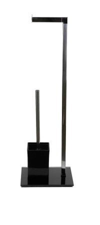 Стойка напольная для туал. бумаги с ершом напольный черный без крышки