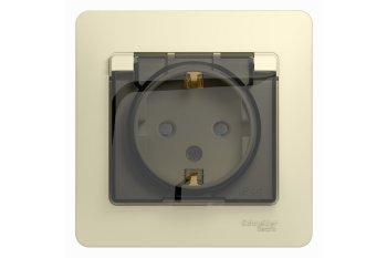 Розетка силовая одноместная встраиваемая Schneider Electric Glossa с заземлением, цвет бежeвый, арт. GSL000248
