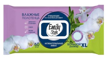 Влажные полотенца Emily Style Для всей семьи антибактериальные  60 шт
