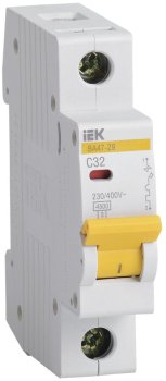 Автоматический выключатель IEK KARAT 1P 32А хар-ка C 4,5кА арт.MVA20-1-032-C