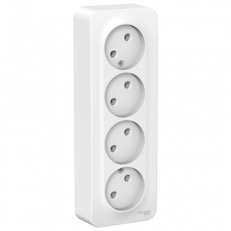 Розетка силовая четырехместная накладная Schneider Electric Blanca без заземления, цвет белый, арт. BLNRA000411