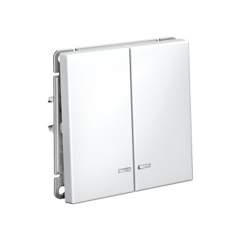 Выключатель встраиваемый Systeme Electric ARTGALLERY 2 кл. белый, с подсветкой, арт. GAL000153s