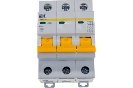 Автоматический выключатель IEK KARAT 3P 63А хар-ка C 4,5кА арт.MVA20-3-063-C