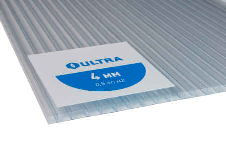 Сотовый поликарбонат Ультра прозрачный 6000х2100х4 мм