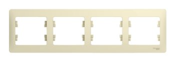 Рамка Schneider Electric Glossa 4 поста, цвет бежeвый, арт. GSL000204