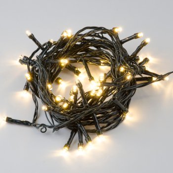 Гирлянда для дома нить 5м белый теплый 50 LED ламп зеленый провод