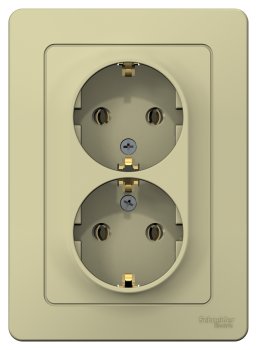 Розетка силовая двойная встраиваемая Schneider Electric Blanca с заземлением, цвет бежeвый, арт. BLNRS001027