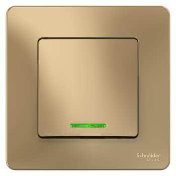 Выключатель встраиваемый Schneider Electric Blanca 1 кл. титан, с подсветкой, арт. BLNVS010114
