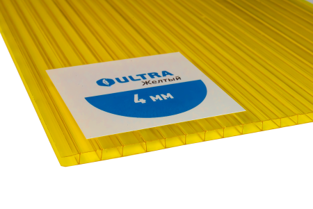 Сотовый поликарбонат Ультра жёлтый 6000х2100х4