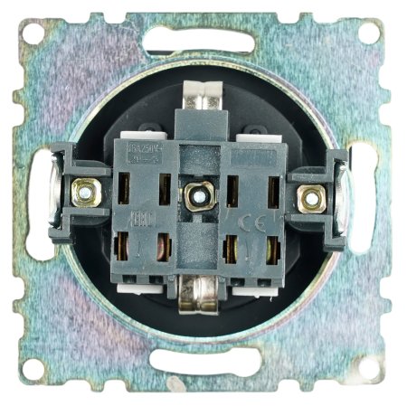 Розетка силовая одноместная встраиваемая STEKKER Катрин с заземлением, цвет черный, арт. GLS16-7110-05