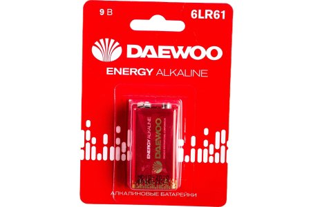 Батарейка щелочная DAEWOO ENERGY Alkaline 6LR61 1шт/уп. Батарейка щелочная DAEWOO ENERGY Alkaline 6LR61 1шт/уп.