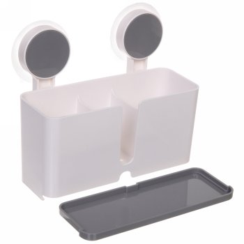 Полка для ванной 1 ярусная прямоугольная цвет белый