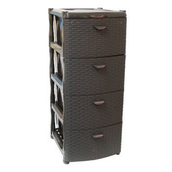 Комод пластик Коричневый ротанг 4 секции коричневый