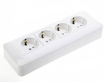 Розетка силовая четырехместная накладная Schneider Electric Blanca с заземлением, цвет белый, арт. RA16-411M-B