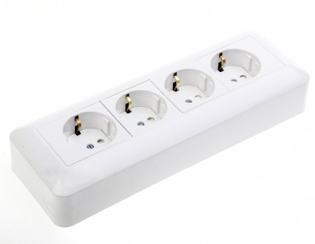 Розетка силовая четырехместная накладная Schneider Electric Blanca с заземлением, цвет белый, арт. RA16-411M-B