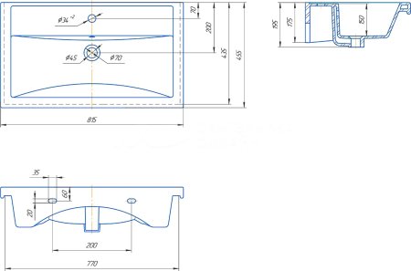 Раковина KIROVIT Фостер фарфор 800мм прямоугольная цвет белый