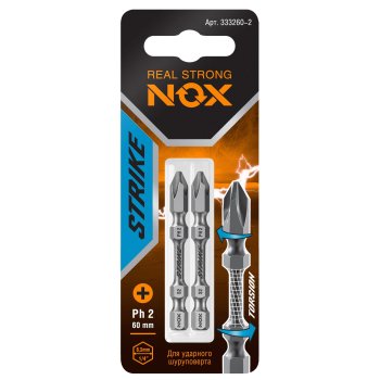Бита один NOX STRIKE PH2 60мм 2шт